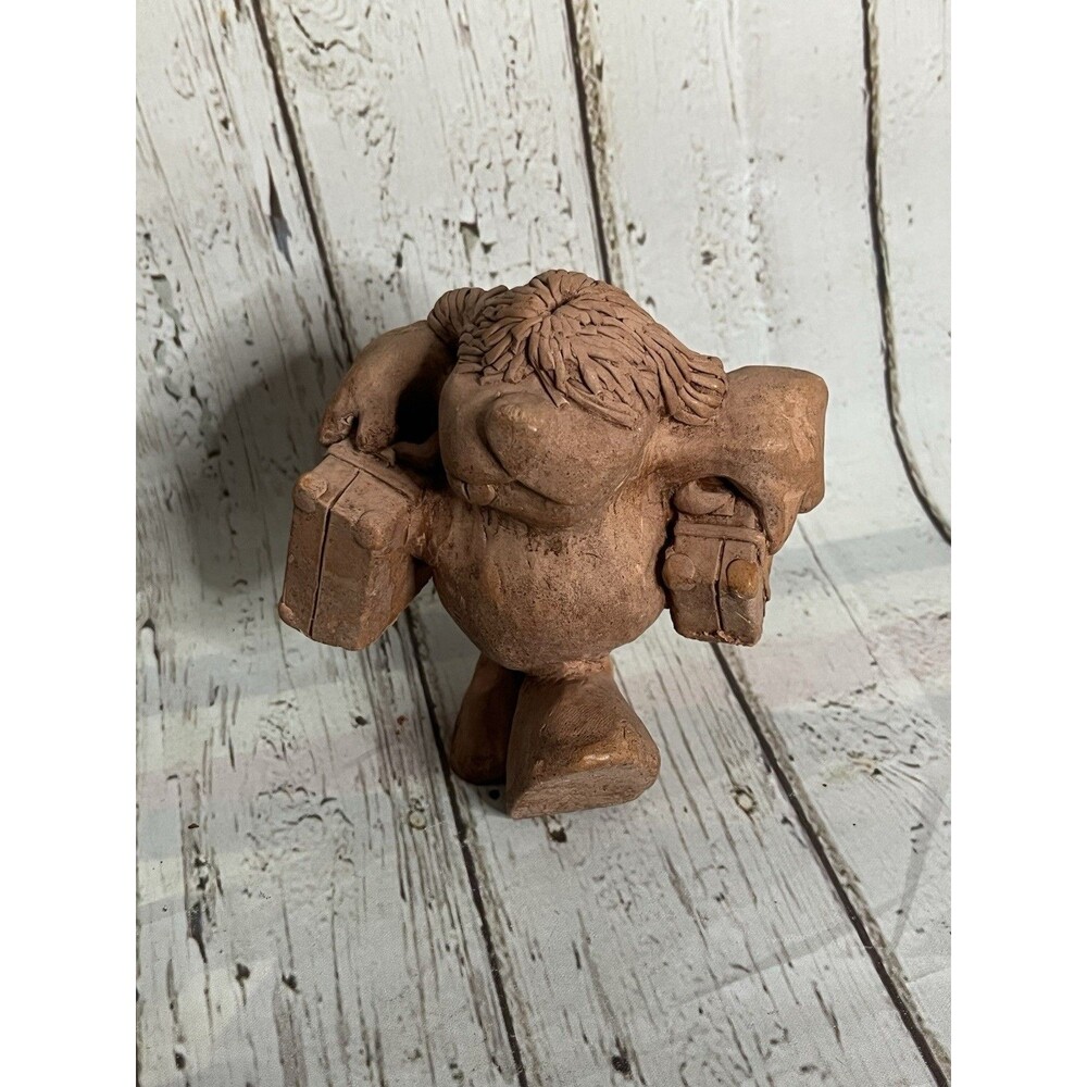 Vintage Kersten Bros Studio Art Red Clay Beasties Dog Figure 1973